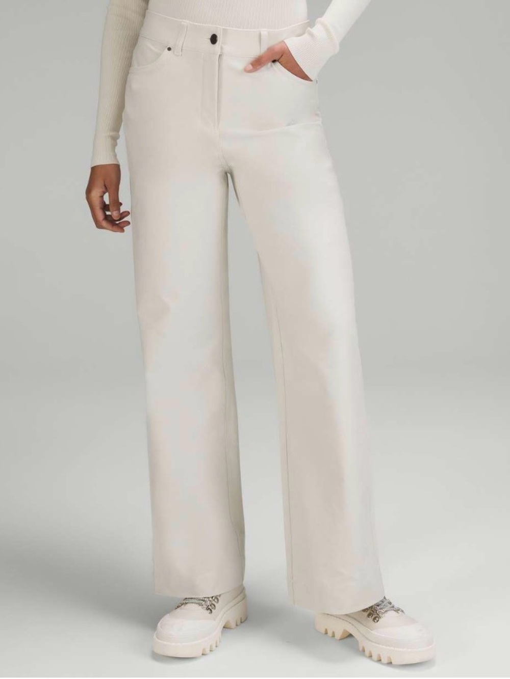 Lululemon City Sleek 5 Pocket Wide-Leg High-Rise Pants Bone White Opal
